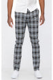 Men's plaid slim fit trousers front view
