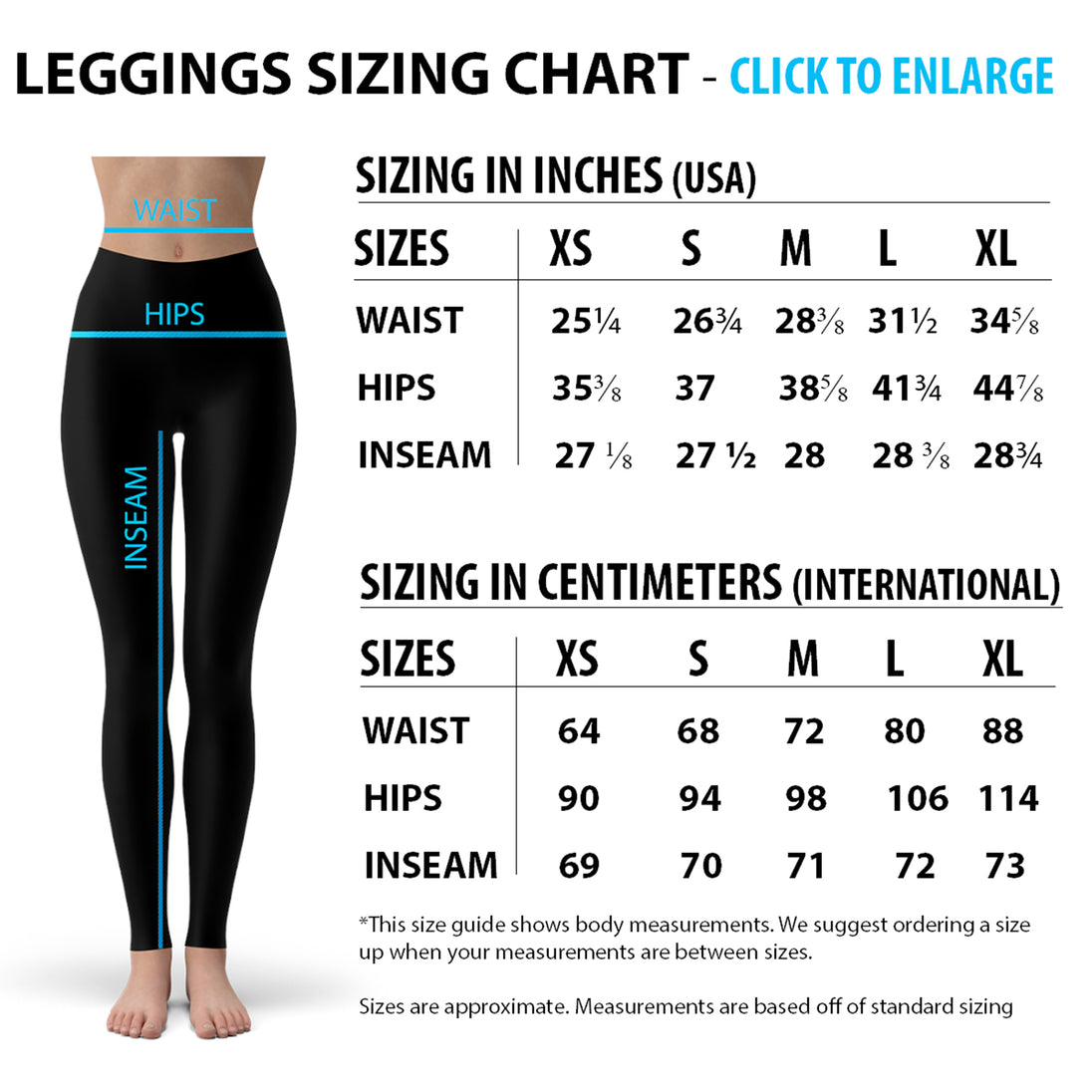 Women’s Carbon Fiber Sports Leggings Size Chart