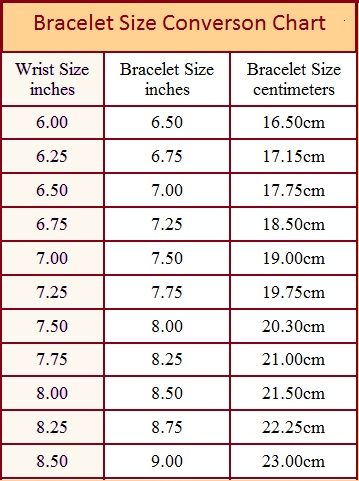 Colorful chakra healing crystal bracelet size chart