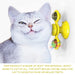 Cat playing with LED Whirling Cat Toy, with text about the product's material and safety.