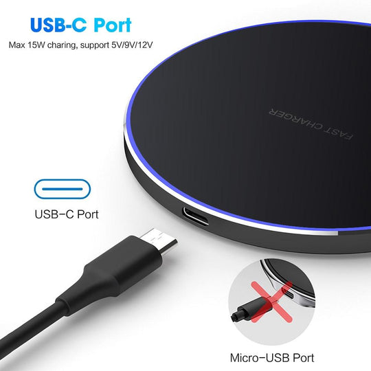 Slim 6.5mm Dragon W9 wireless charger with USB - C cable