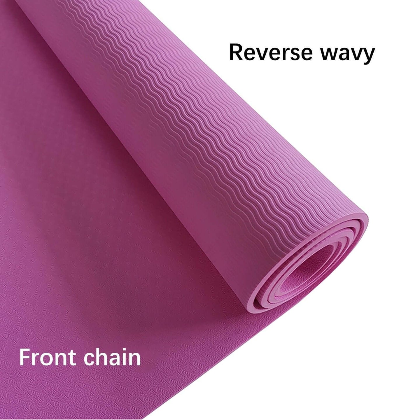 NBR Yoga Mat – Large Non-Slip Thickened Design with reverse wavy texture and front chain detail.