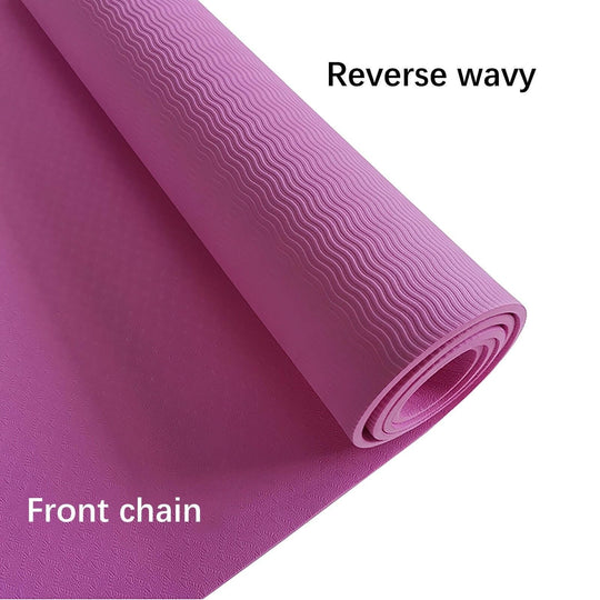 NBR Yoga Mat – Large Non-Slip Thickened Design with reverse wavy texture and front chain detail.