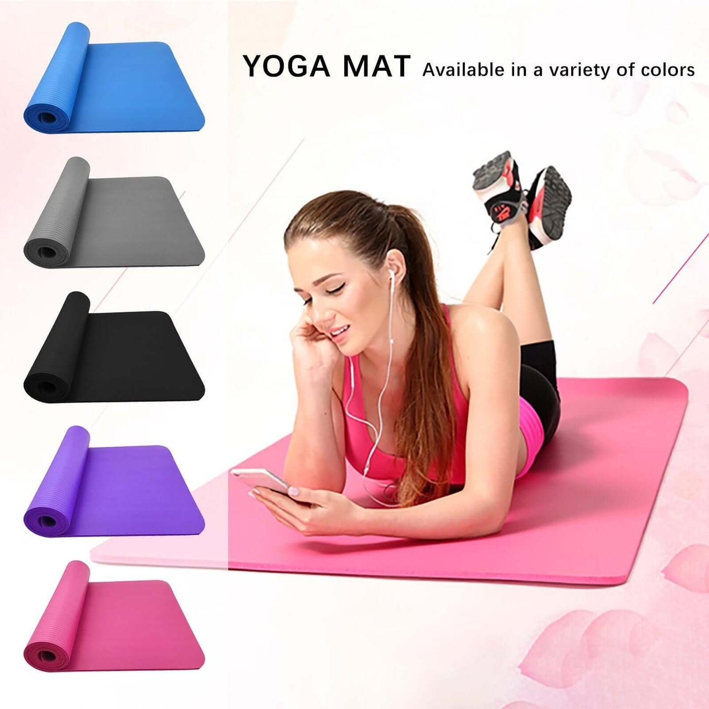 NBR Yoga Mat – Large Non-Slip Thickened Design in multiple colors for enhanced comfort and stability during exercises.